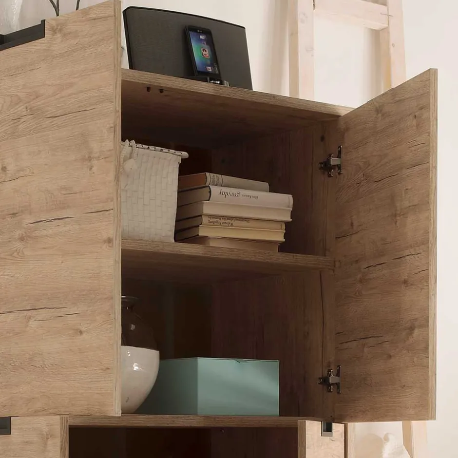 Wohnen Retro Wohnwand im Eiche Dekor - Rodonda (dreiteilig)