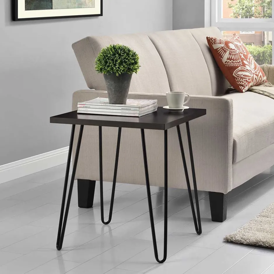 Wohnen Retrodesign Beistelltisch in Eiche Optik Dunkelbraun - Braving