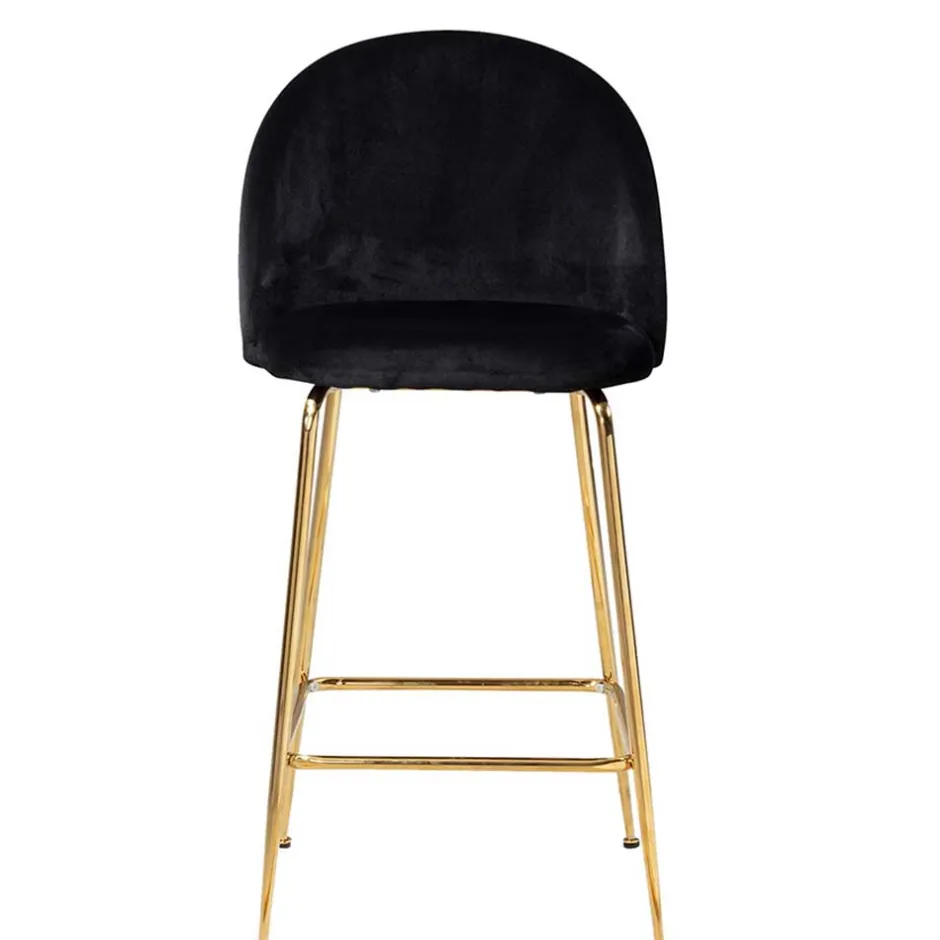 Retrostyle Barstuhl in Schwarz und Gold - Chiosma (2er Set)^Wohnen Discount