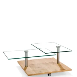 Rollbarer Sofatisch mit Glasplatten - Borgetto^Wohnen Discount