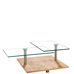 Rollbarer Sofatisch mit Glasplatten - Borgetto^Wohnen Discount