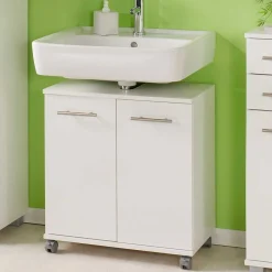 Rollbarer Waschbeckenunterschrank in Weiß - Amassa^Wohnen