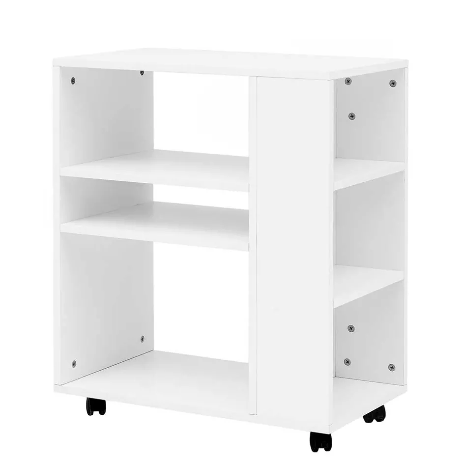 Wohnen Rollbares Regal in Weiß beschichtet - Arletta