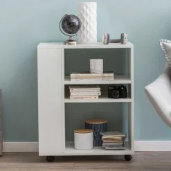 Wohnen Rollbares Regal in Weiß beschichtet - Arletta