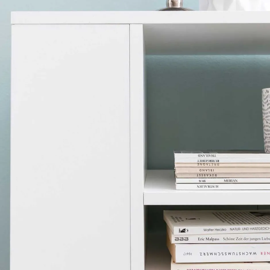 Wohnen Rollbares Regal in Weiß beschichtet - Arletta