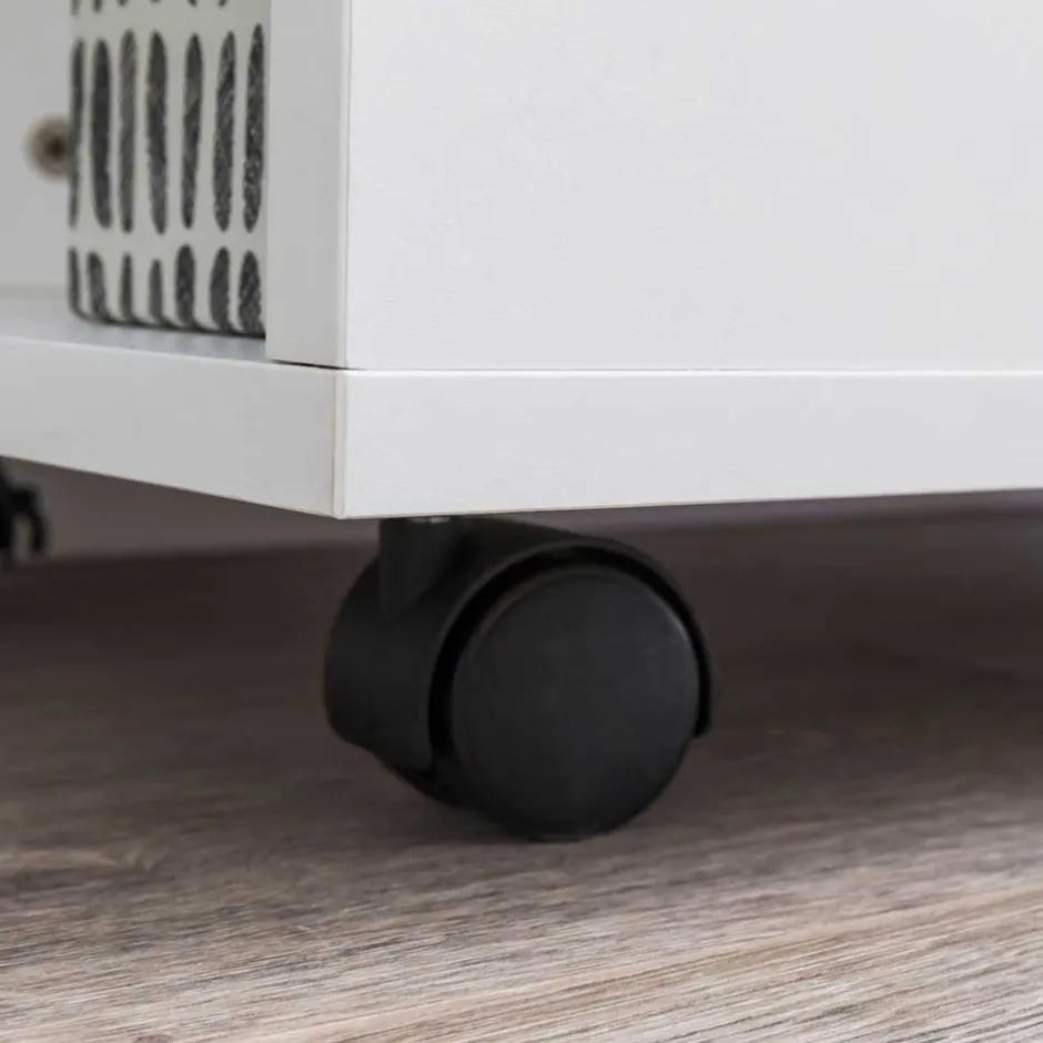 Wohnen Rollbares Regal in Weiß beschichtet - Arletta