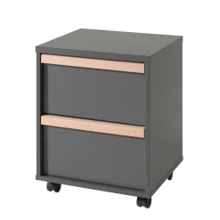 Rollcontainer in Grau mit Buche - Navlius^Wohnen Discount