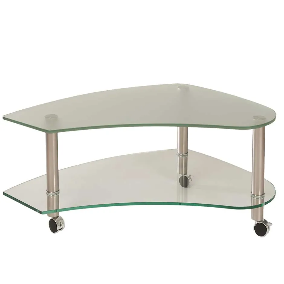 Rollen Couchtisch Locondra mit Glasplatte^Wohnen Discount