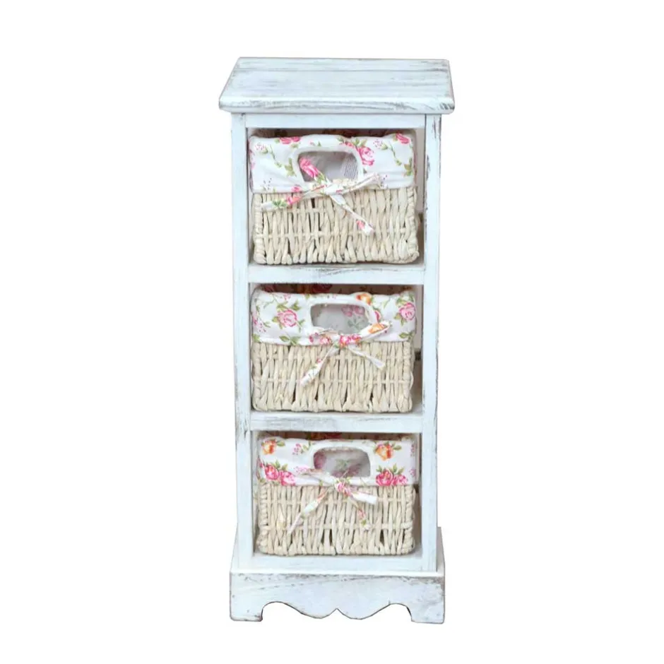 Romantisches Regal mit 3 Körben Fortiguno in Weiß^Wohnen Clearance