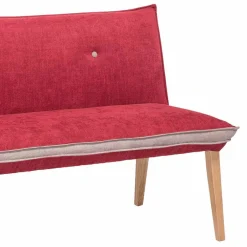 Wohnen Rote Esszimmerbank mit Rückenlehne Laudion & Massivholz Eiche