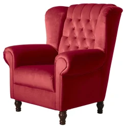 Wohnen Roter Chesterfield-Sessel mit Ohren - Malisha