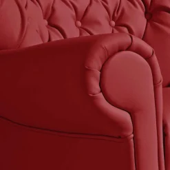 Roter Kunstleder Sessel im Chesterfield Look - Swan^Wohnen Hot
