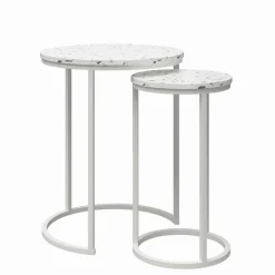 Wohnen Runde Beistelltische in Terrazzo Optik - Genns (zweiteilig)