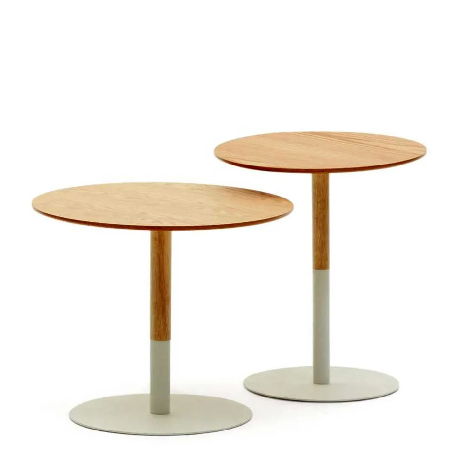 Wohnen Runde Beistelltische zweifarbig - Linuselia (zweiteilig)