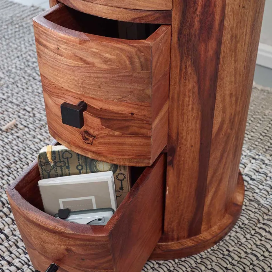 Wohnen Runde Hochkommode mit vier Schubladen - Etienna