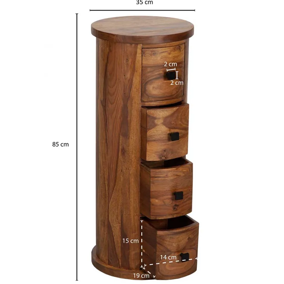 Wohnen Runde Hochkommode mit vier Schubladen - Etienna