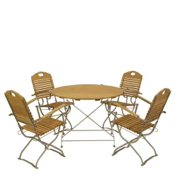 Wohnen Runde Tischgruppe für den Garten - Champagne (fünfteilig)