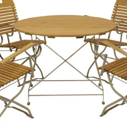 Wohnen Runde Tischgruppe für den Garten - Champagne (fünfteilig)