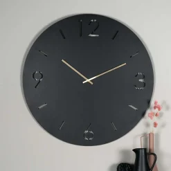 Runde Uhr in Schwarz - Santorina^Wohnen Online