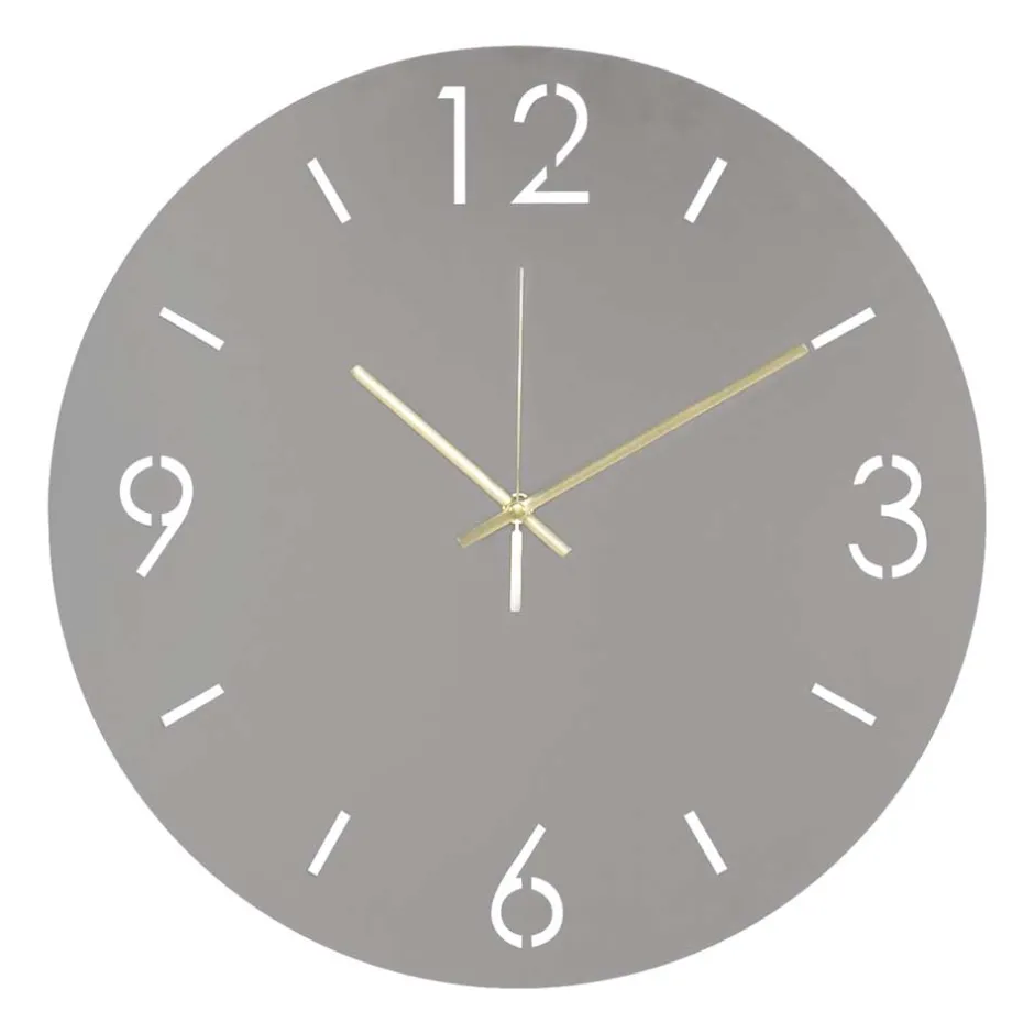 Runde Uhr in Taupe aus Stahl - Bombasti^Wohnen Hot