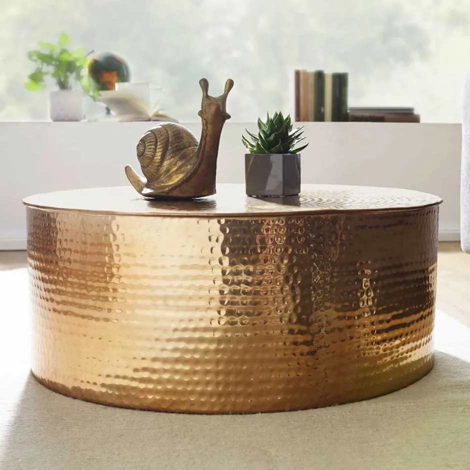 Runder Alu Couchtisch in Goldfarben - Cosima^Wohnen Hot