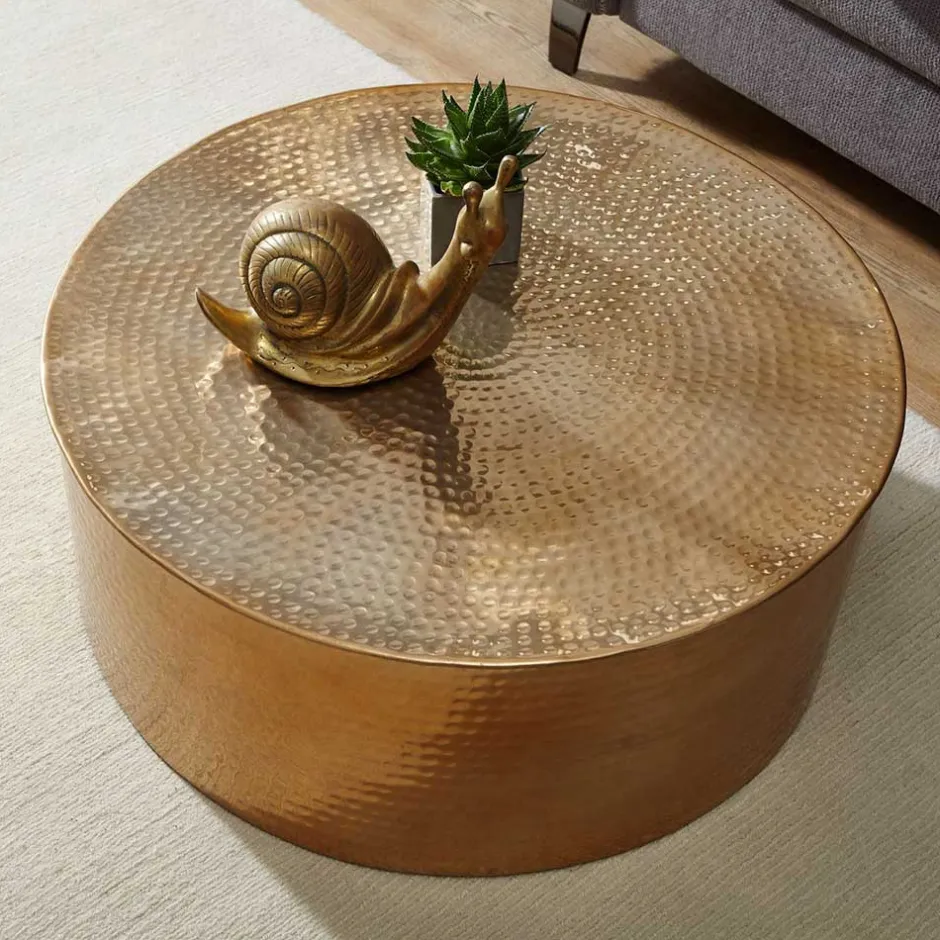 Runder Alu Couchtisch in Goldfarben - Cosima^Wohnen Hot