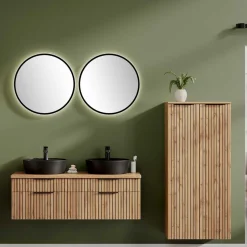 Wohnen Runder Badezimmerspiegel mit LED Beleuchtung - Crystoga