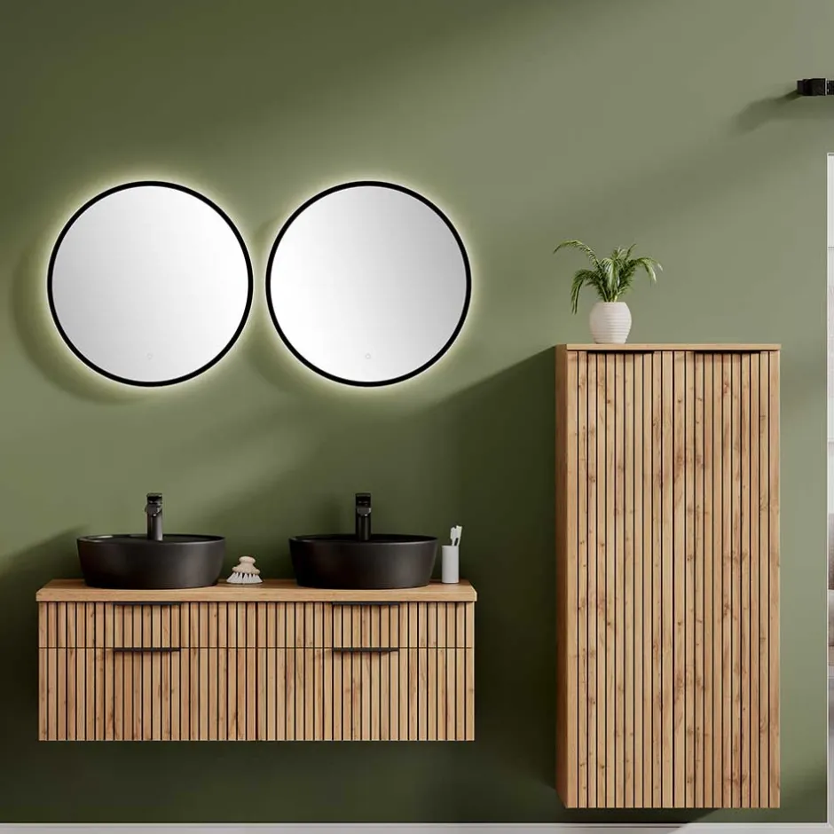 Wohnen Runder Badezimmerspiegel mit LED Beleuchtung - Crystoga