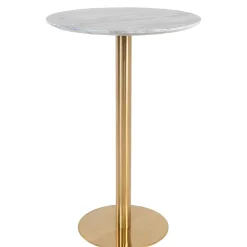 Wohnen Runder Bartisch in Marmor Optik & Gold - Vinarios