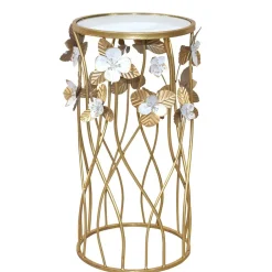 Wohnen Runder Beistelltisch aus Spiegelglas & Metall - Nycholo