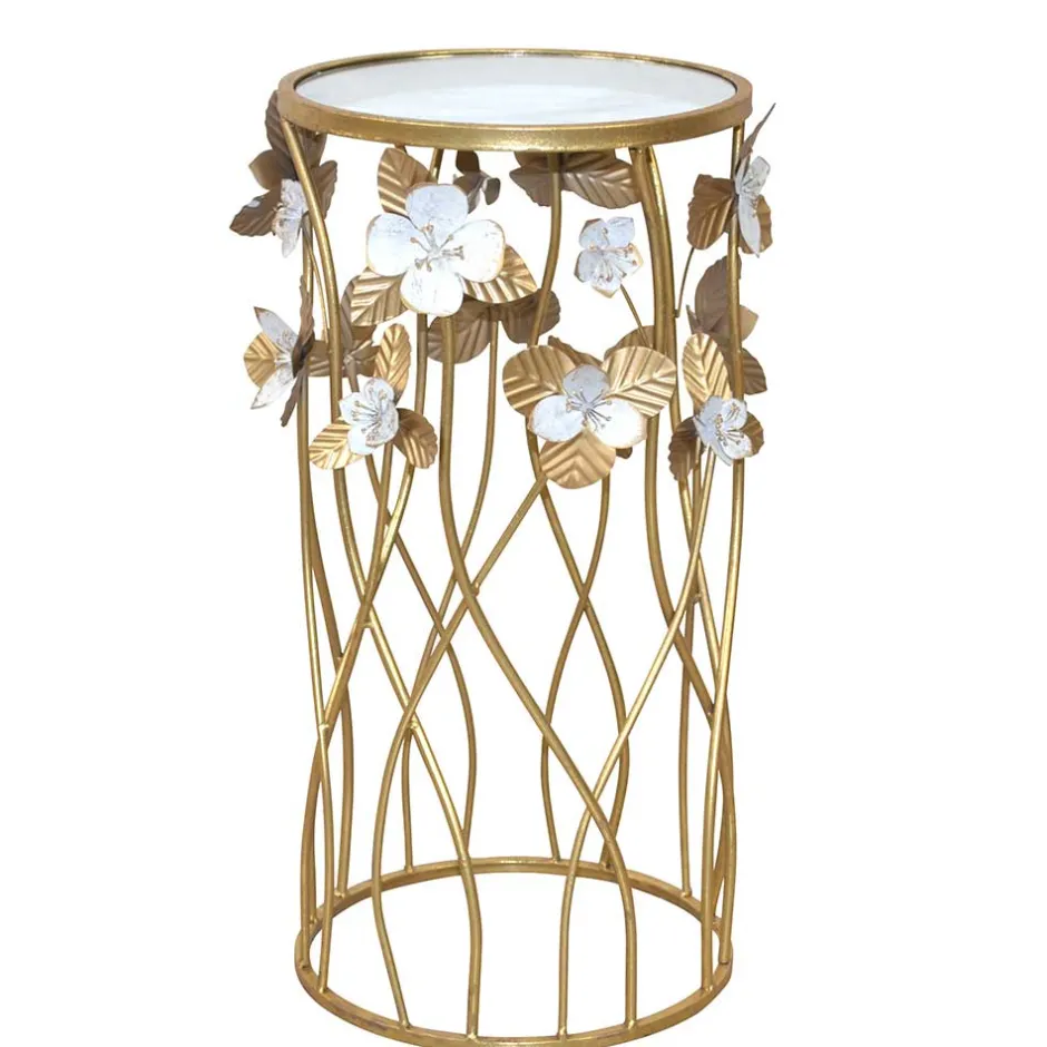 Wohnen Runder Beistelltisch aus Spiegelglas & Metall - Nycholo