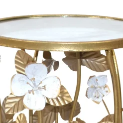 Wohnen Runder Beistelltisch aus Spiegelglas & Metall - Nycholo