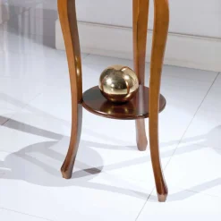 Wohnen Runder Beistelltisch 36cm Luvretto mit Furnier Nussbaum