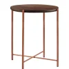 Wohnen Runder Beistelltisch in Nussbaum und Kupfer - Jailen