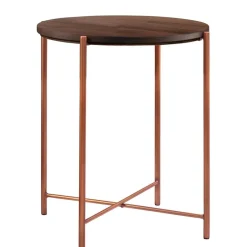 Wohnen Runder Beistelltisch in Nussbaum und Kupfer - Jailen