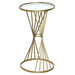 Wohnen Runder Beistelltisch mit Spiegelglas Platte - Titu