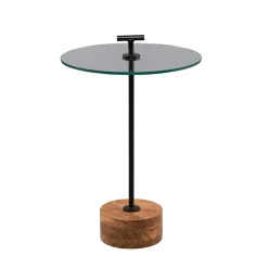 Wohnen Runder Beistelltisch mit Glasplatte - Mezera