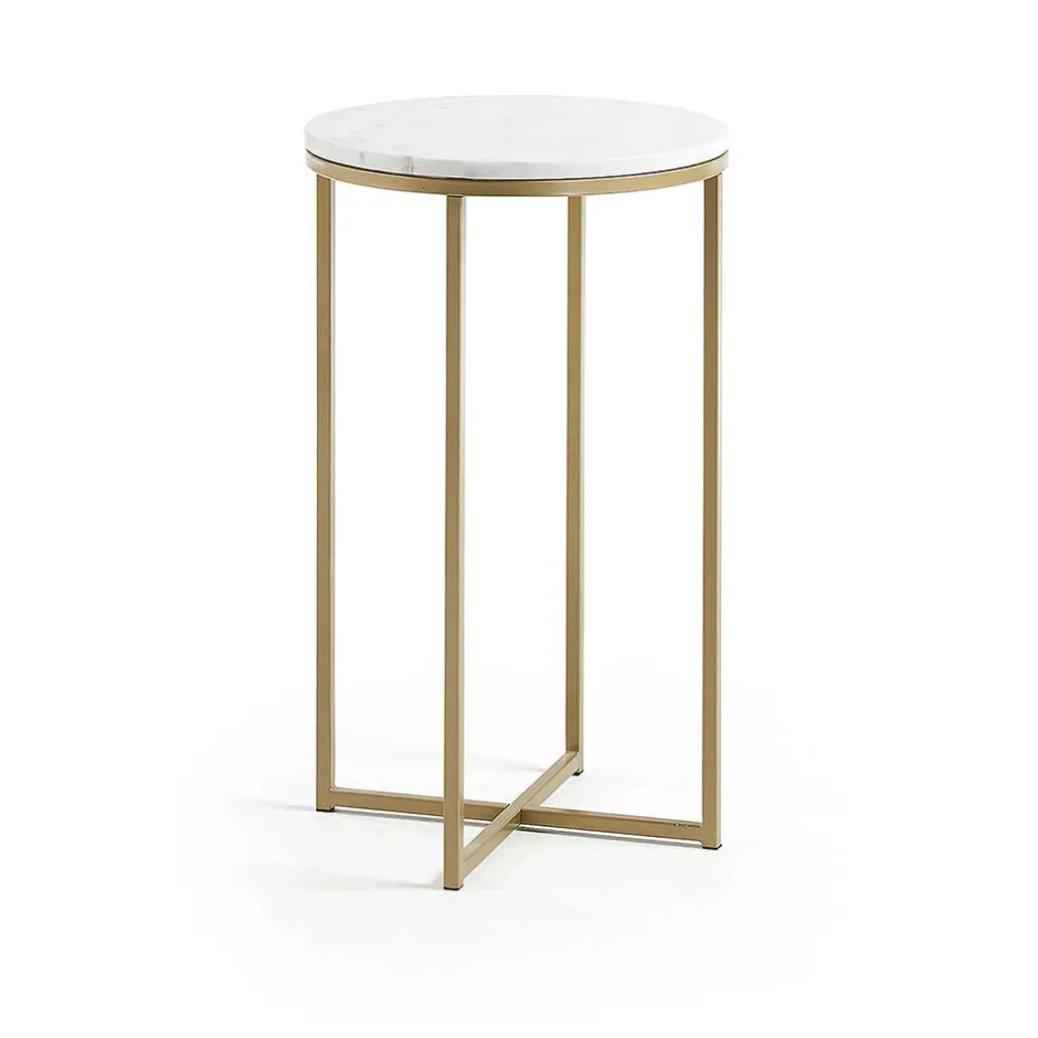 Runder Beistelltisch mit Marmor Steinplatte - Vinda^Wohnen Outlet
