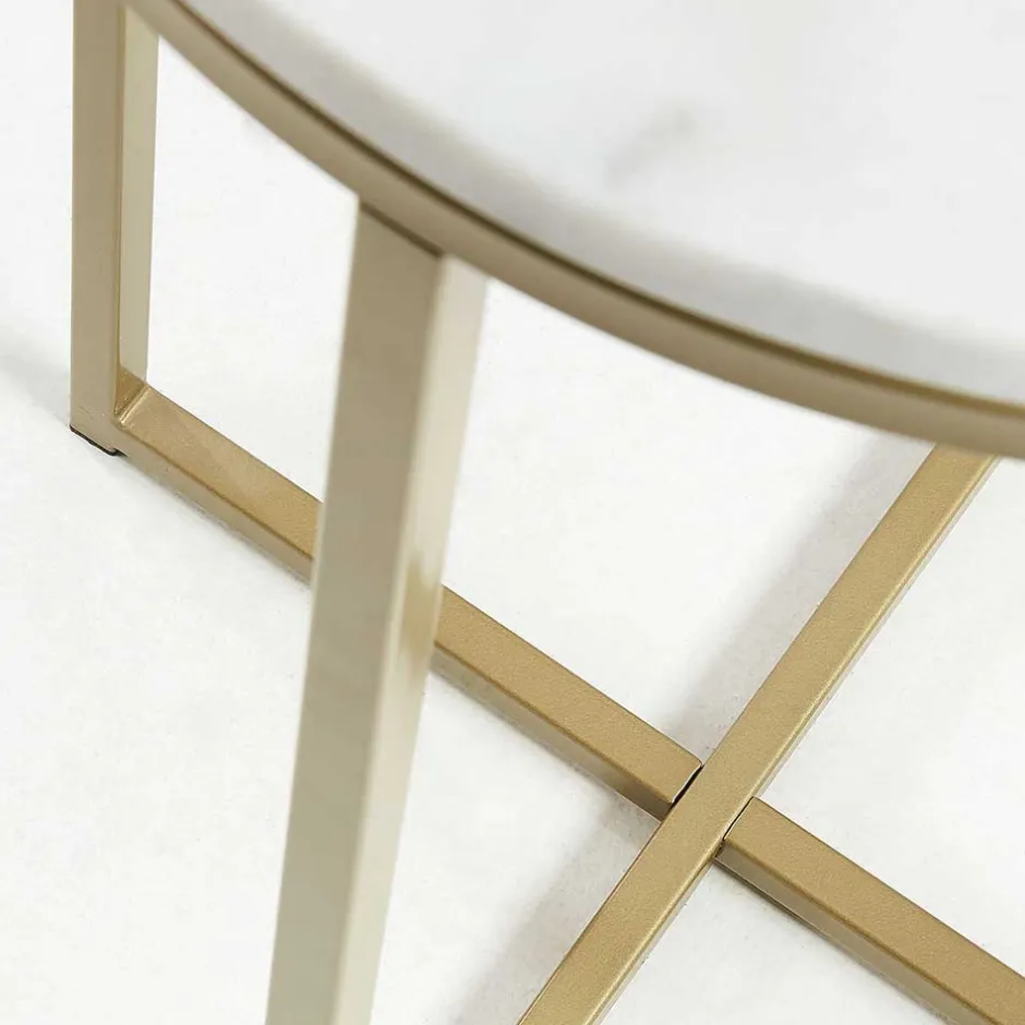 Runder Beistelltisch mit Marmor Steinplatte - Vinda^Wohnen Outlet