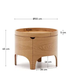 Wohnen Runder Beistelltisch mit Esche Furnier - Raso