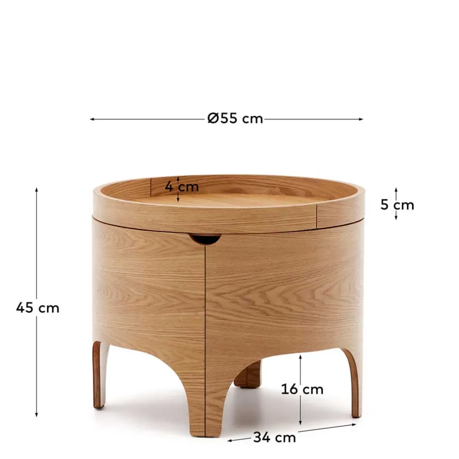 Wohnen Runder Beistelltisch mit Esche Furnier - Raso