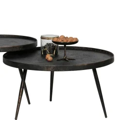 Wohnen Runder Couchtisch aus Schichtholz & Metall - Niova