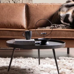 Wohnen Runder Couchtisch aus Schichtholz & Metall - Niova