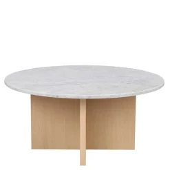Runder Couchtisch mit Marmorplatte Weiß Grau - Buonco^Wohnen Discount