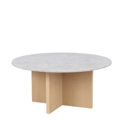 Runder Couchtisch mit Marmorplatte Weiß Grau - Buonco^Wohnen Discount