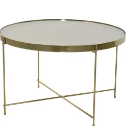 Runder Couchtisch mit Spiegelglas Platte - Justina^Wohnen New