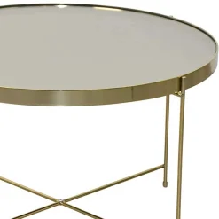 Runder Couchtisch mit Spiegelglas Platte - Justina^Wohnen New