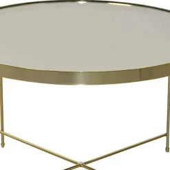 Runder Couchtisch mit Spiegelglas Platte - Justina^Wohnen New