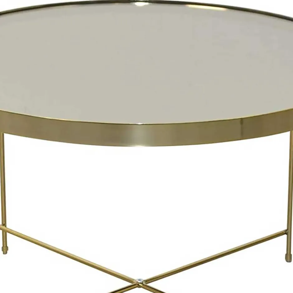 Runder Couchtisch mit Spiegelglas Platte - Justina^Wohnen New