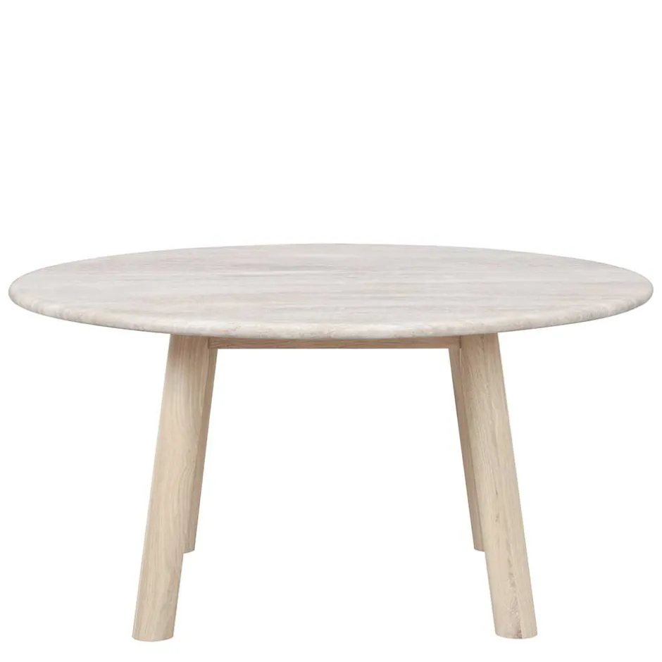 Runder Couchtisch mit Steinplatte Travertin Beige - Wroniko^Wohnen Best